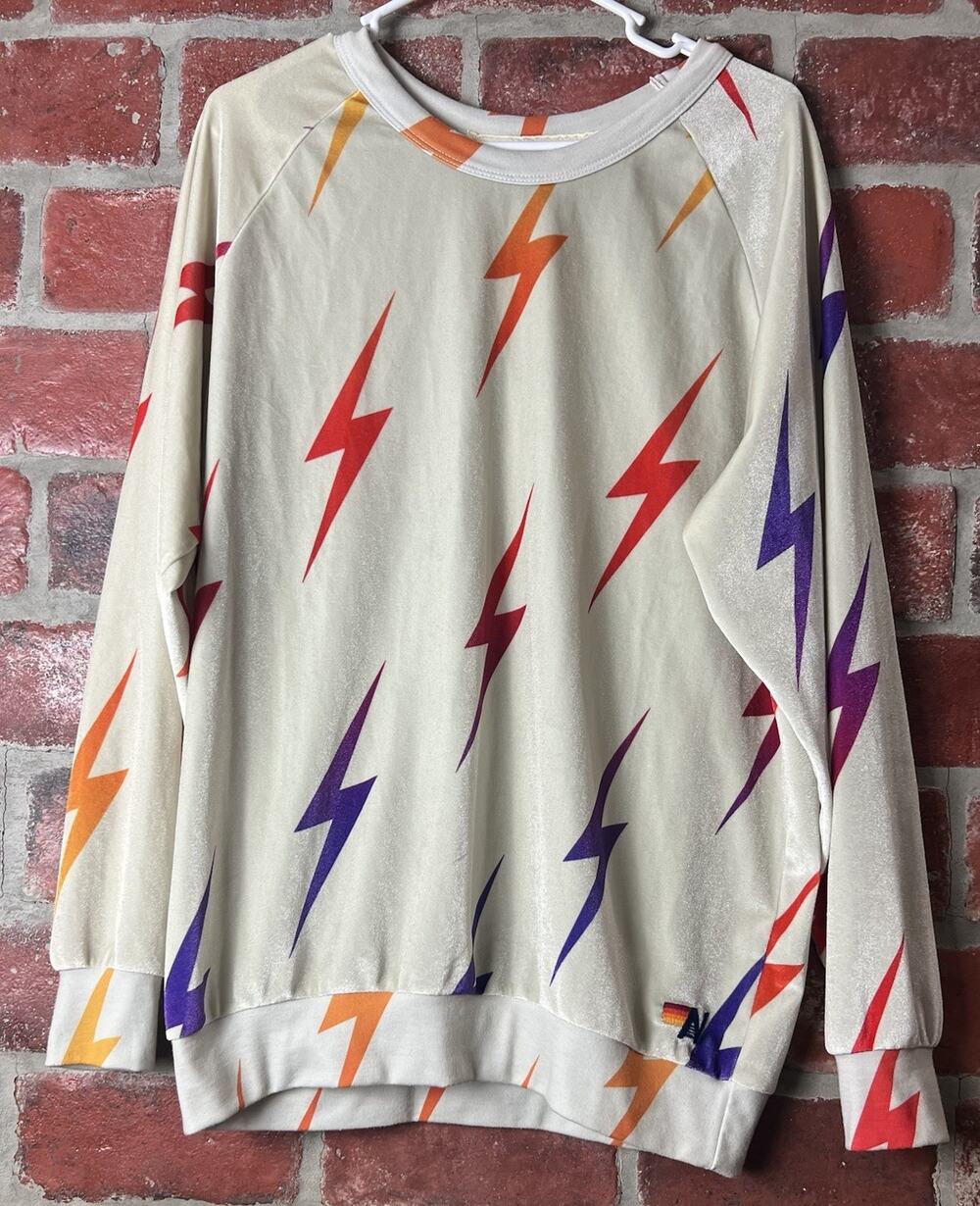 Aviator Nation Lightning Bolt Velour Sweatshirt Size XXL